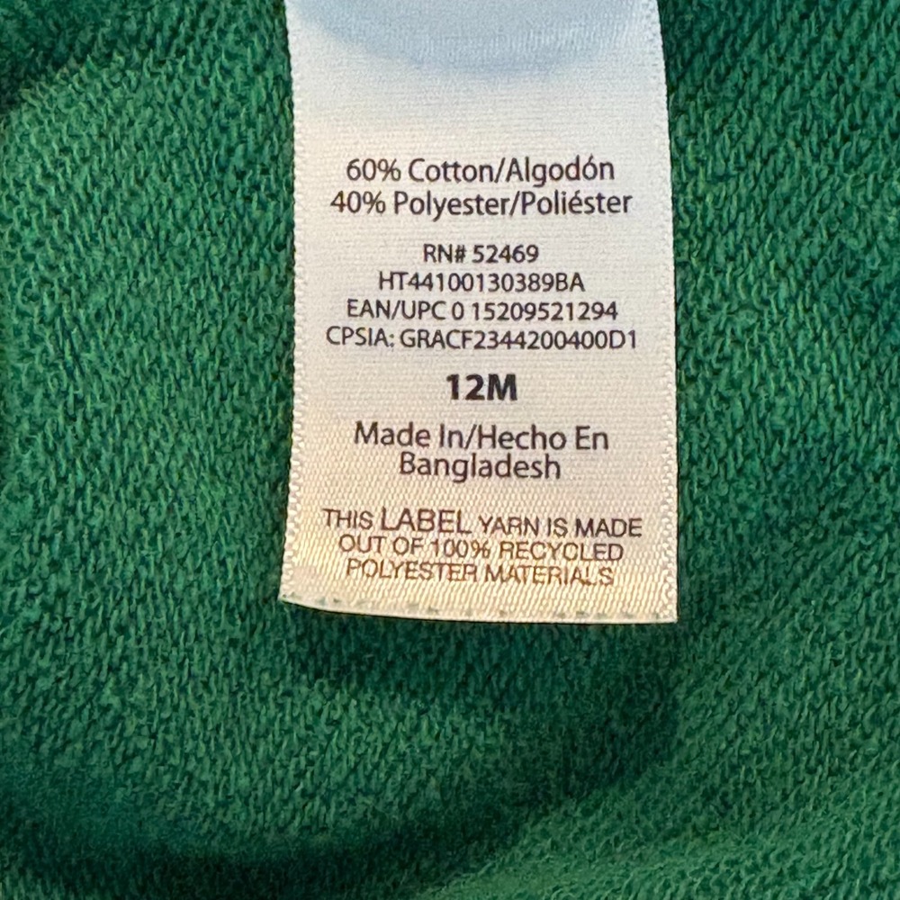 Holiday Time Infant Green Little Red Truck Christmas Sweatshirt, Size 12 months - Picture 4 of 5